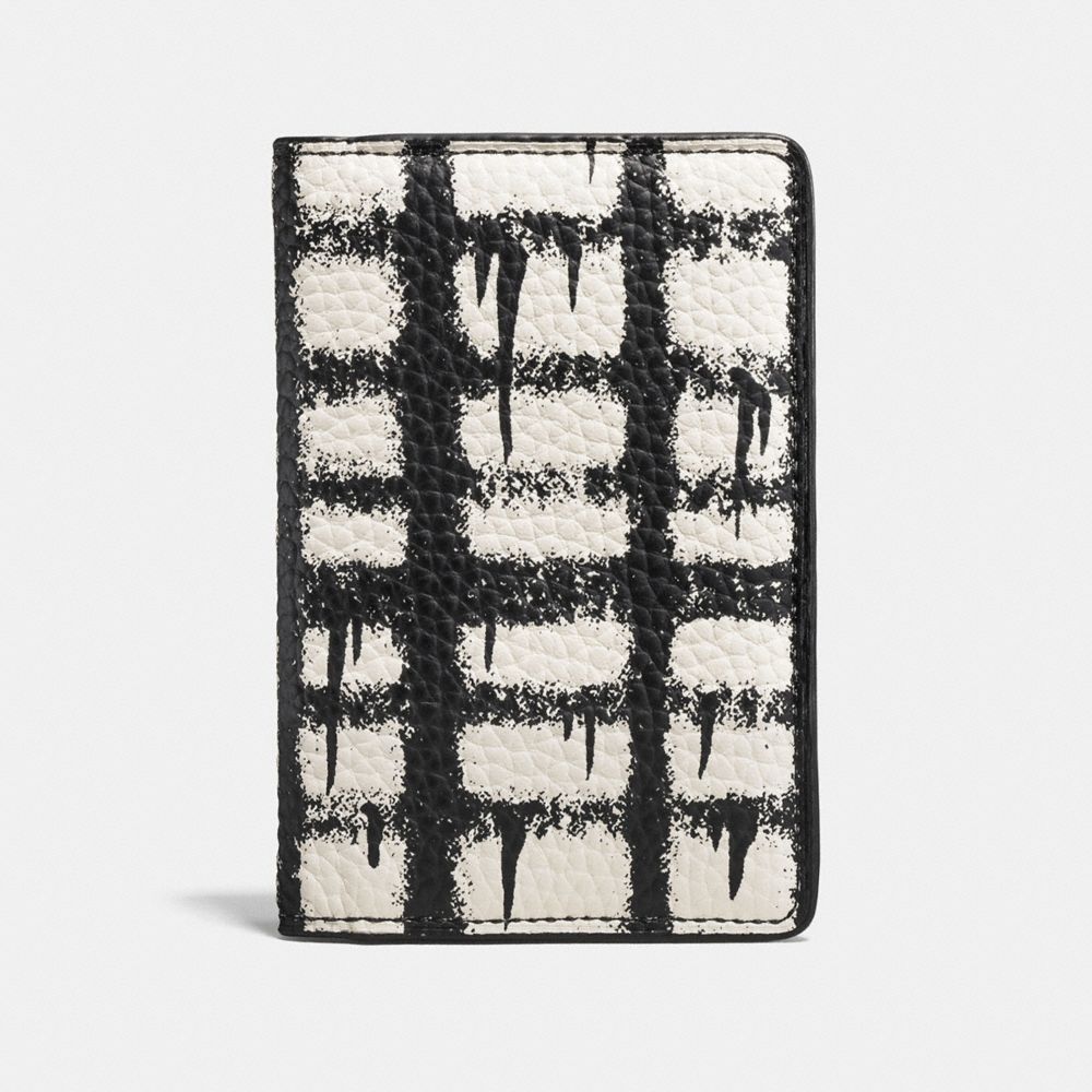 Card Wallet In Pebble Leather With Wild Plaid Print