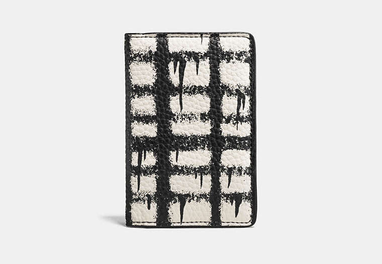 Card Wallet In Pebble Leather With Wild Plaid Print