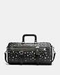 COACH®,FLAG GYM BAG IN PEBBLE LEATHER WITH STUDS,Leather,Large,Black/Black,Front View