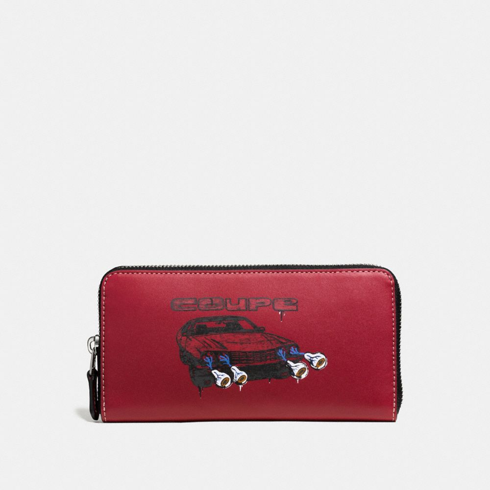 Accordion Wallet In Glovetanned Leather With Wild Car Print