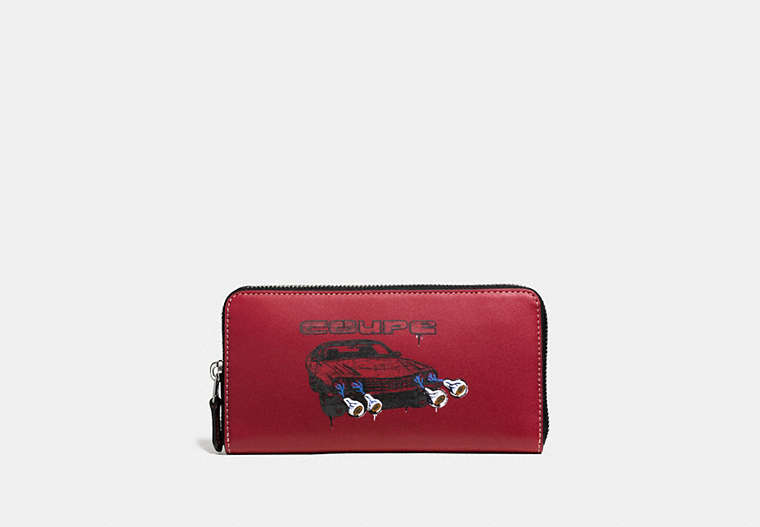 Accordion Wallet In Glovetanned Leather With Wild Car Print