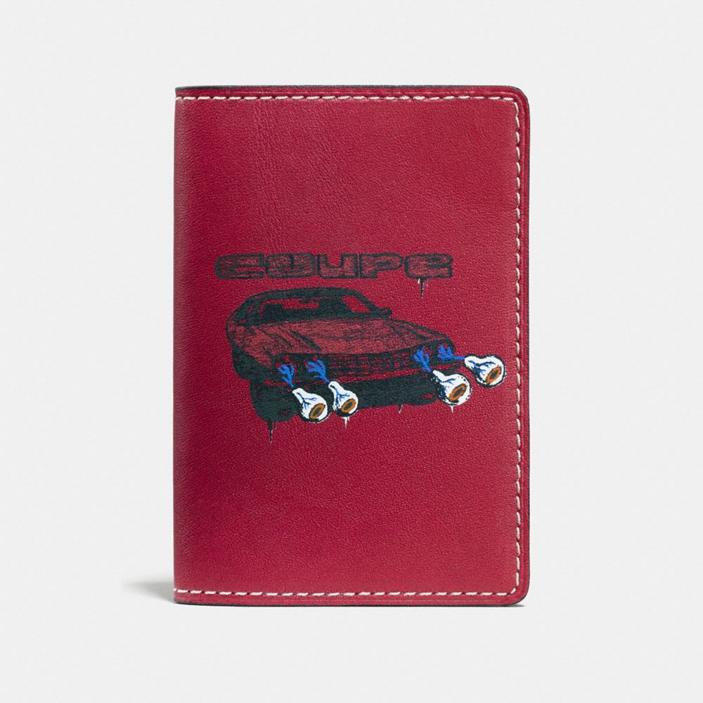 Card Wallet In Glovetanned Leather With Wild Car Print