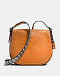COACH®,SADDLE WITH COLORBLOCK SNAKESIN DETAIL,reptile,Medium,Pewter/Butterscotch,Front View