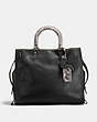 COACH®,ROGUE WITH COLORBLOCK SNAKESKIN DETAIL,reptile,Large,Black Copper/Black,Front View