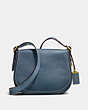 COACH®,SADDLE 23 WITH COLORBLOCK SNAKESKIN DETAIL,reptile,Small,Brass/Dark Denim,Front View