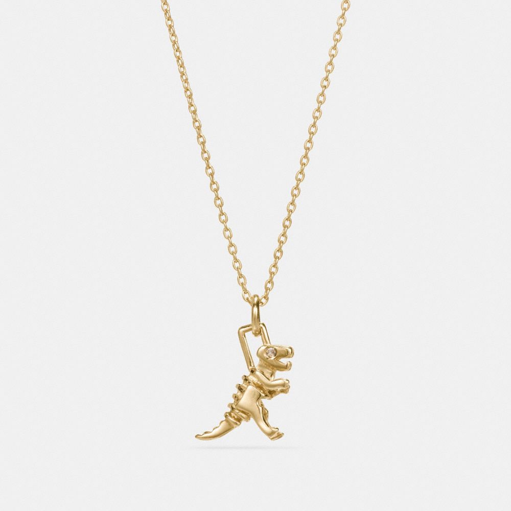 COACH®,MINI DEMI-FINE REXY NECKLACE,Metal,Gold,Front View