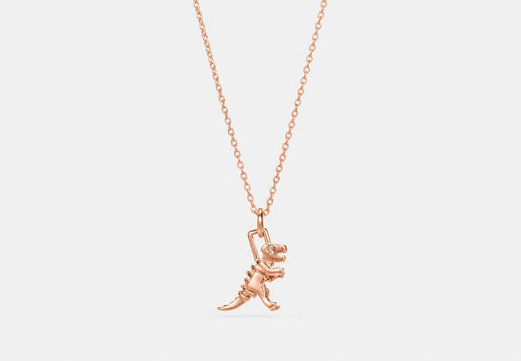 COACH®,MINI DEMI-FINE REXY NECKLACE,Metal,Rose Gold,Front View image number 0