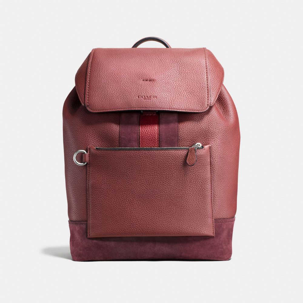 COACH®,Cuir,Ak/Rouge Brique Cerise,Front View