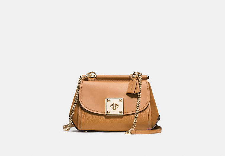 COACH®,DRIFTER CROSSBODY,Leather,Small,Light Gold/Light Saddle,Front View