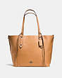 COACH®,LARGE MARKET TOTE WITH WHIPLASH DETAIL,Leather,Large,Gunmetal/Light Saddle Cloud,Front View