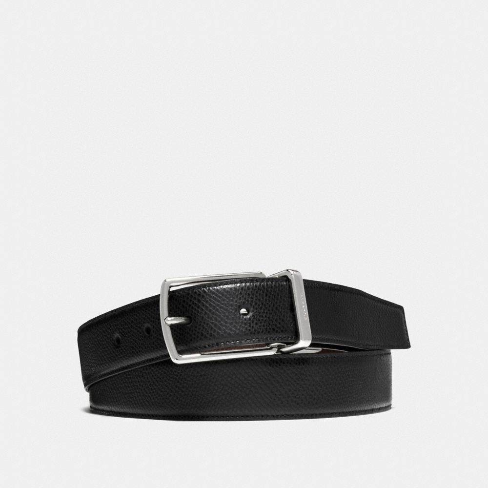 COACH®,HARNESS BUCKLE CUT-TO-SIZE REVERSIBLE BELT, 30MM,Black Dark Brown,Front View image number 0