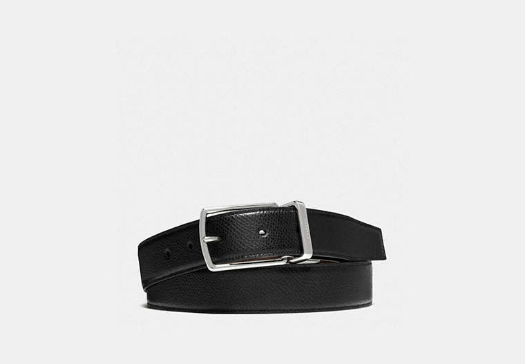 COACH®,HARNESS BUCKLE CUT-TO-SIZE REVERSIBLE BELT, 30MM,pusplitleather,Black Dark Brown,Front View