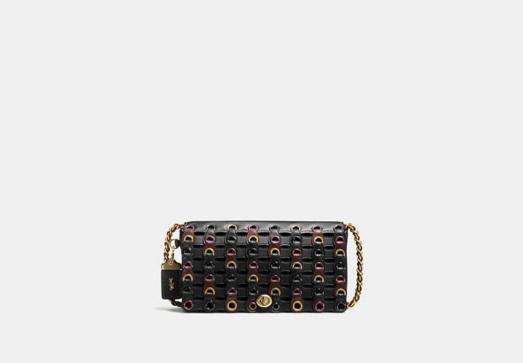 COACH®,DINKY WITH COACH LINK,Leather,Mini,Brass/Black Multi,Front View