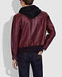 COACH®,COACH X CHAMPION LEATHER JACKET,Leather,Burgundy,Scale View