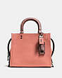 COACH®,ROGUE 25 WITH COLORBLOCK SNAKESKIN DETAIL,reptile,Medium,Black Copper/Melon,Front View