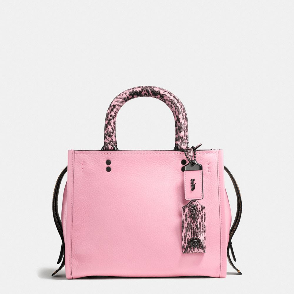 COACH®,ROGUE 25 WITH COLORBLOCK SNAKESKIN DETAIL,reptile,Medium,BP/Petal,Front View