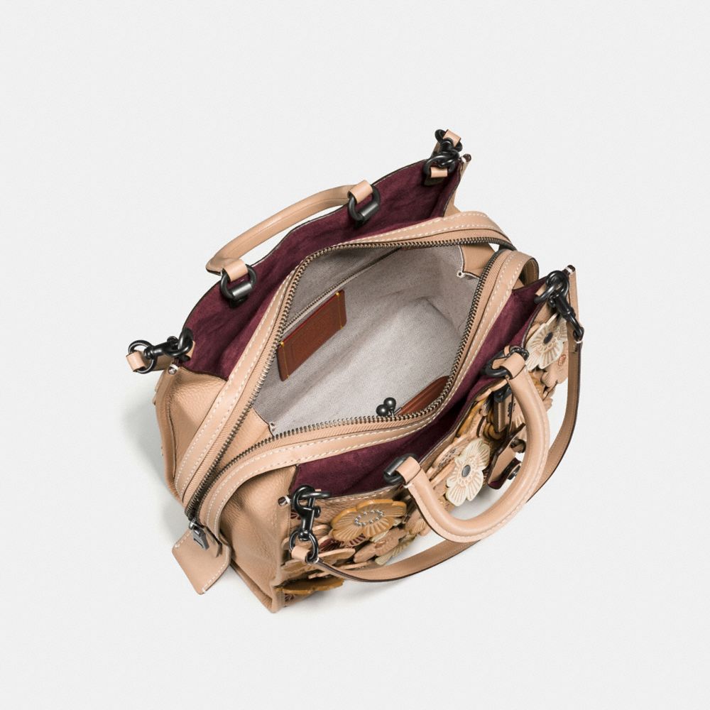 COACH®,ROGUE WITH TEA ROSE,Leather,Large,Black Copper/Beechwood,Inside View,Top View