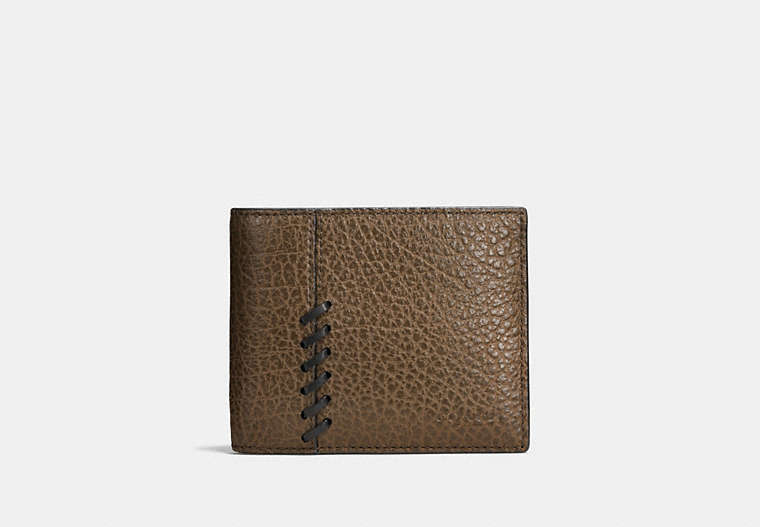 COACH®,RIP AND REPAIR 3-IN-1 WALLET,Leather,Fatigue/Black,Front View