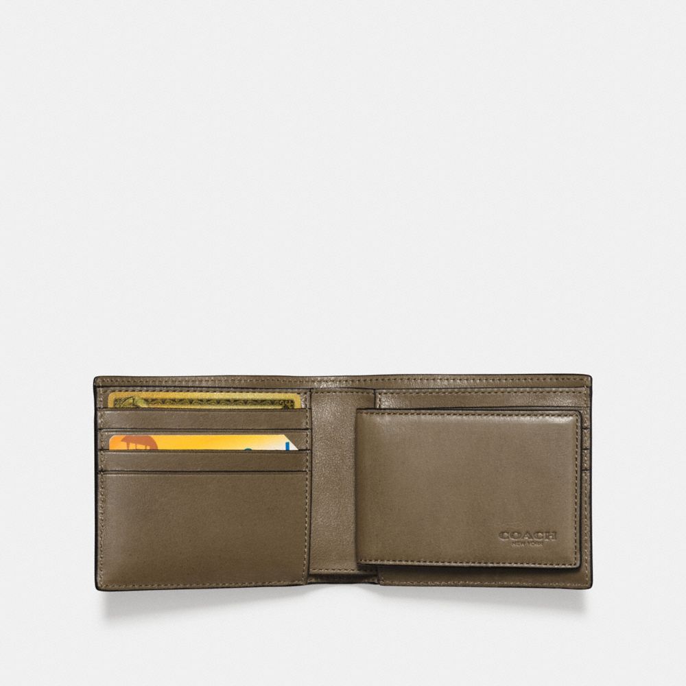 COACH®,RIP AND REPAIR 3-IN-1 WALLET,Leather,Fatigue/Black,Inside View,Top View