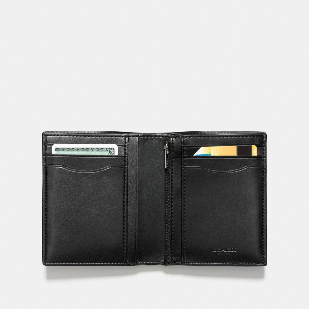 COACH®,SLIM COIN WALLET IN SIGNATURE CANVAS,Signature Coated Canvas,Charcoal,Inside View,Top View