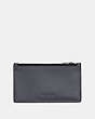 COACH®,ZIP CARD CASE,Leather,GRAPHITE,Front View