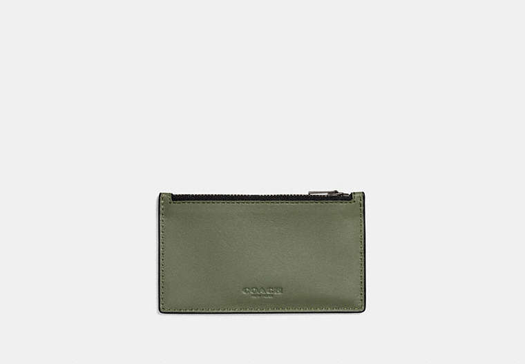 COACH®,ZIP CARD CASE,Leather,MOSS,Front View