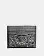 COACH®,CARD CASE WITH STAR RIVETS,Leather,Silver/Metallic Graphite,Front View