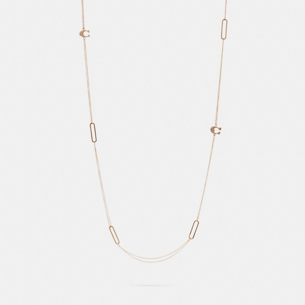 Coach pave signature on sale necklace