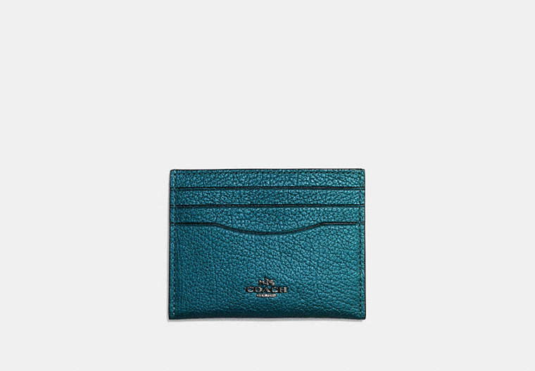COACH®,CARD CASE,Leather,DK/Metallic Mineral,Front View