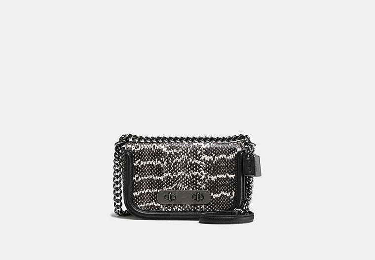 COACH®,COACH SWAGGER SHOULDER BAG 20 IN SNAKESKIN,Leather,Mini,Dark Gunmetal/Chalk,Front View