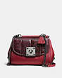 COACH®,DRIFTER CROSSBODY IN SNAKESKIN,Leather,Small,Gunmetal/Cherry,Front View
