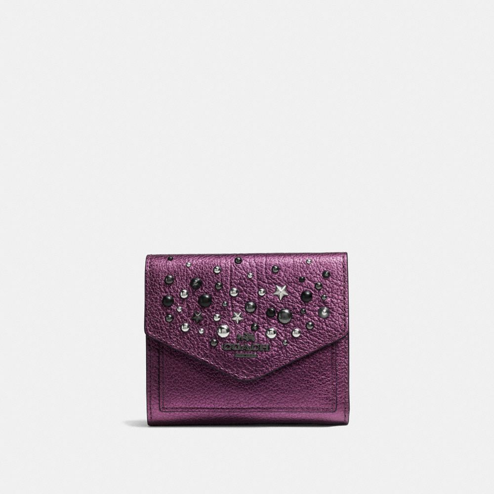 COACH®,Cuir,Mauve Métallique/Noir Mat,Front View