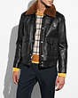 COACH®,SHERIFF JACKET,Leather,Black,Front View