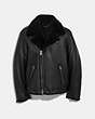 COACH®,SHEARLING MOTO JACKET,Leather,Black,Front View