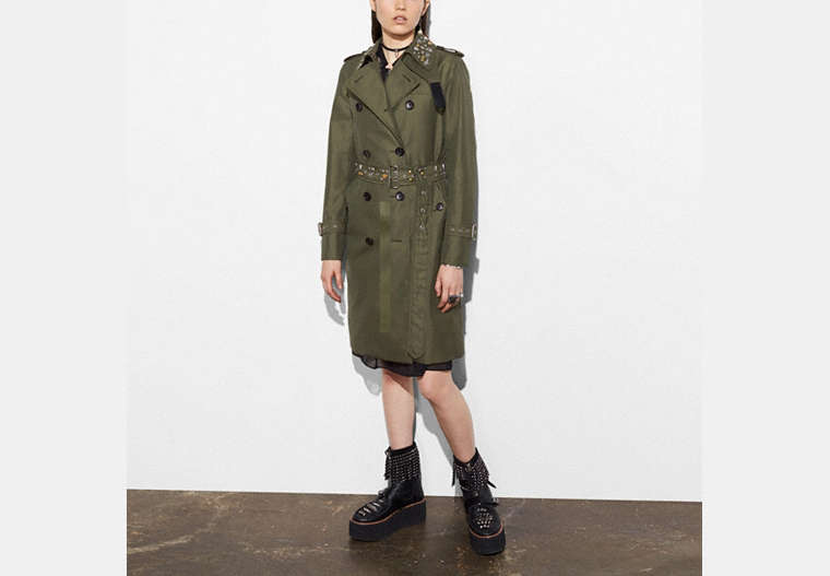 COACH®,TRENCH WITH RIVETS,cotton,FERN,Front View