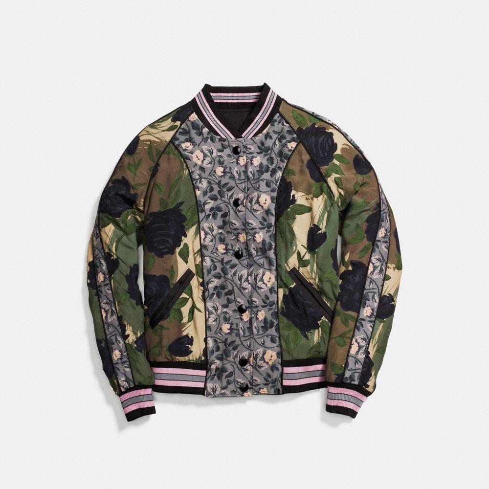 COACH®,REVERSIBLE SATIN JACKET,Other,BLACK/MULTI,Scale View