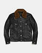 COACH®,TRUCKER JACKET,Leather,Black,Front View