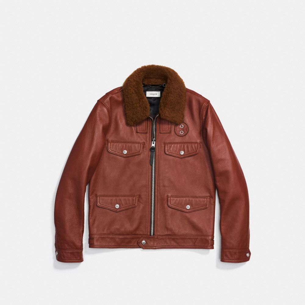 COACH Four Pocket Leather Jacket