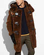 COACH®,SHEARLING MIX DUFFLE COAT,Shearling,Light Toffee/Toffee,Front View