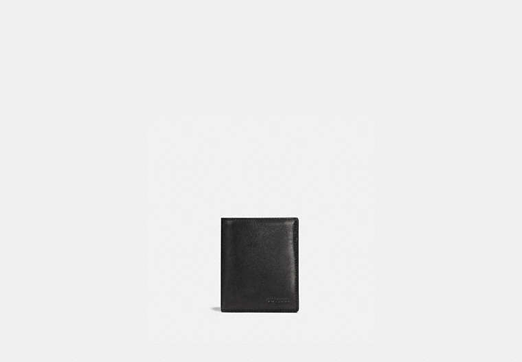 COACH®,SLIM COIN WALLET,Leather,Black,Front View