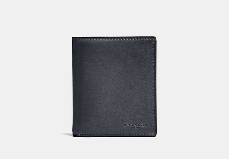 COACH®,SLIM COIN WALLET,Leather,GRAPHITE,Front View image number 0