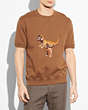 COACH®,EMBELLISHED REXY SHORT SLEEVE SWEATSHIRT,Other,Adobe beige,Front View