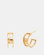 COACH®,HORSE AND CARRIAGE HUGGIE EARRINGS,Metal,Gold,Front View
