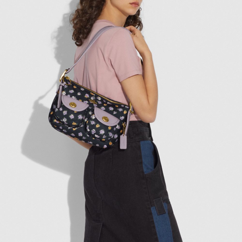 Cargo Shoulder Bag With Vintage Rose Print