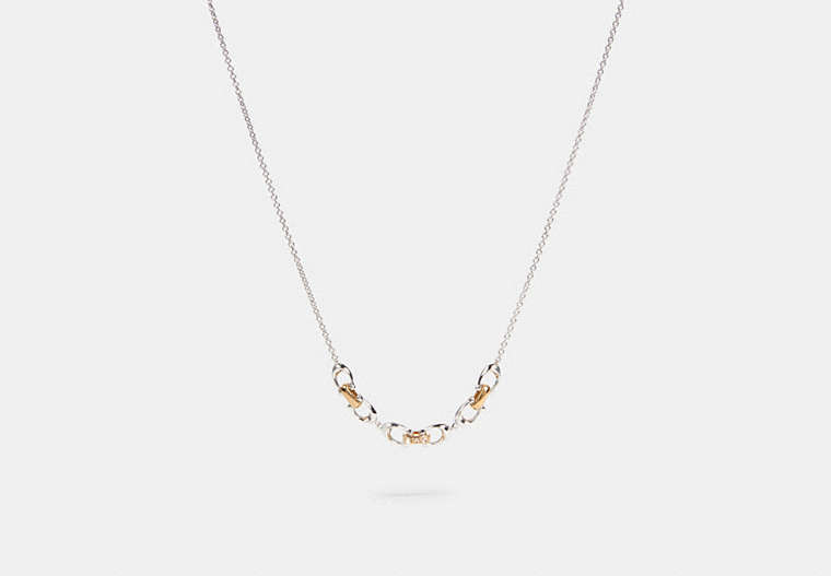COACH®,LINKED SIGNATURE NECKLACE,Metal,Silver/Gold,Front View