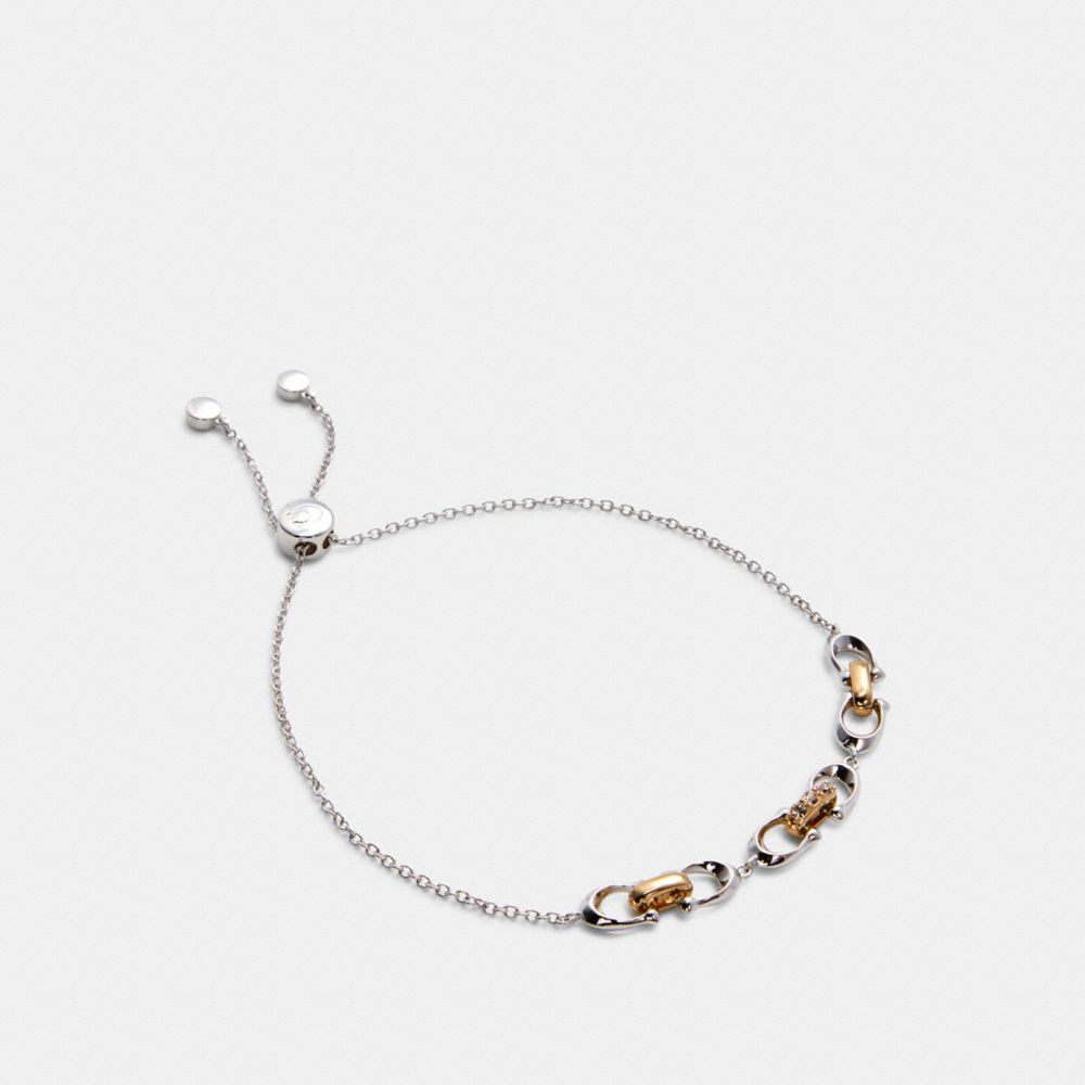 COACH®,LINKED SIGNATURE SLIDER BRACELET,Silver/Gold,Front View