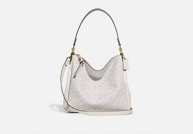 COACH®,SHAY SHOULDER BAG IN SIGNATURE CANVAS,Coated Canvas,Large,Brass/Chalk Chalk,Front View