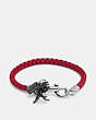 COACH®,COACH CHARMS FRIENDSHIP BRACELET,Mixed Material,Silver/CHERRY,Front View