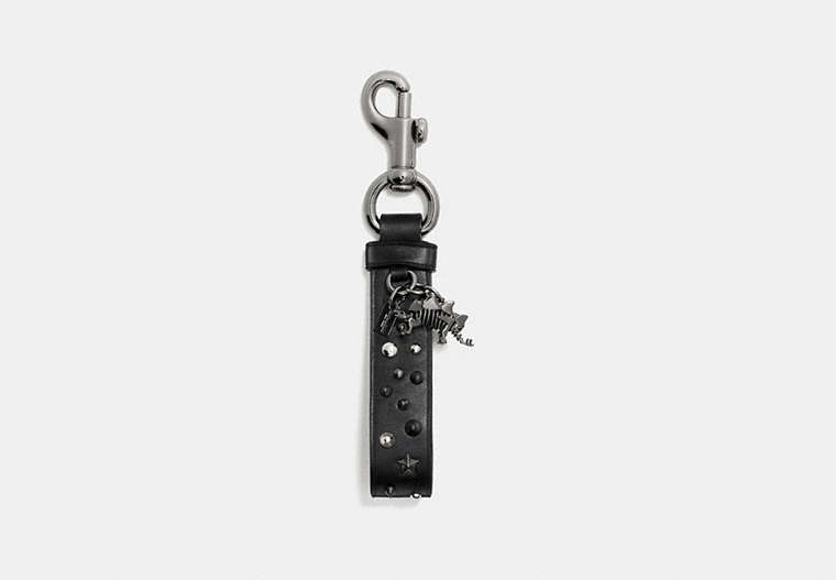 COACH®,STUDDED CHARM LOOP BAG CHARM,Mixed Material,Black,Front View