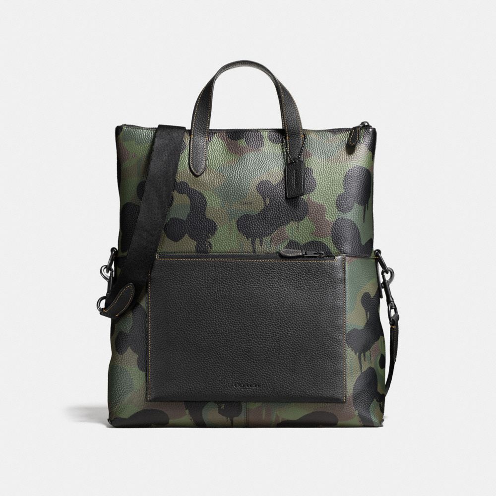 Manhattan Foldover Tote With Camo Print